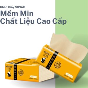 Giấy Ăn Gấu Trúc Sipiao - Khô Siêu Dai Làm Từ Sợi Tre Siêu Mềm 300 Tờ Giấy Vệ Sinh Thấm Nước Không Rách An Toàn