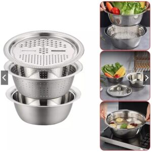 Bộ 3 Món Thau, Rổ Inox Bào Củ, Quả