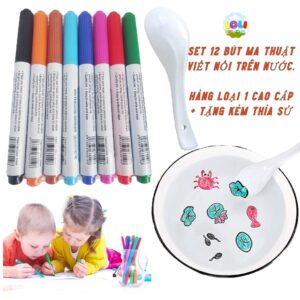 Bộ 12 Bút Vẽ Chữ Nổi Trên Nước Thần Kỳ Nhiều Màu Sắc tặng kèm Muỗng