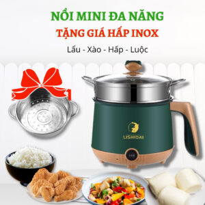 Nồi Lẩu Hấp Có Tay Cầm Electric 18cm tặng kèm khay hấp inox