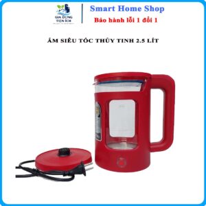 [HÀNG LOẠI 1] ẤM SIÊU TỐC THỦY TINH CUCKDD 2,5L - BÌNH ĐUN NƯỚC GUCKDD