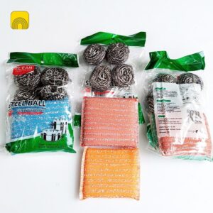 Combo Miếng Chà Nồi + Lưới Inox Rửa Chén CLEAN – Bộ Dụng Cụ Cọ Rửa Đa Năng Cho Nhà Bếp