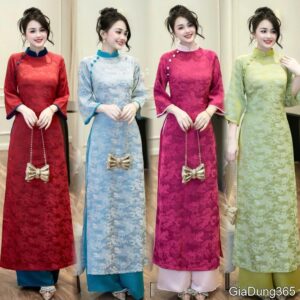 [SẴN HÀNG] Áo dài cách tân XUÂN SẤC, áo dài tết 2026 dáng suông phối cổ cúc tay loe gấm, thích hợp mặc lễ Tết 5 màu